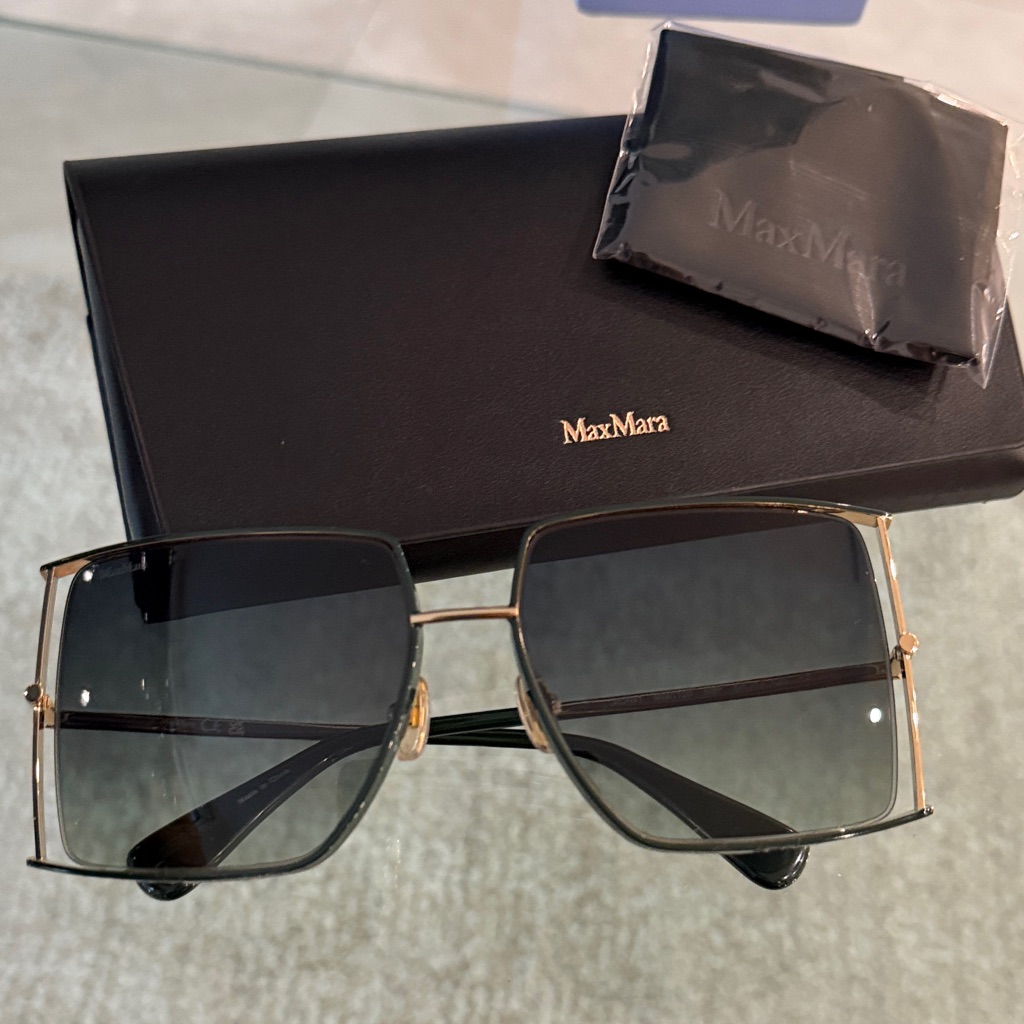 Maxmara Gold Frame Sunglasses With Black Gradient Lenses